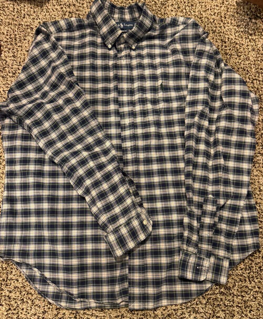 Ralph Lauren Classic Fit Plaid Button Down Shirt XL